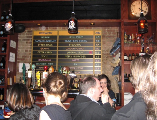 Growlers hang from the ceiling + a seriously organized toteboard = Beer Gourmand Heaven
