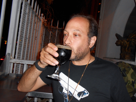 David enjoying that first sip of heaven: Crème Brûlèe