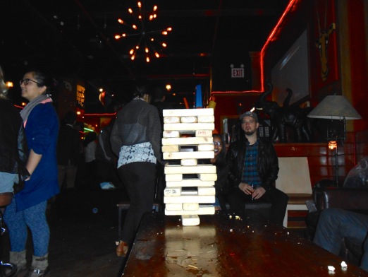 Giant Jenga: Life in balance.